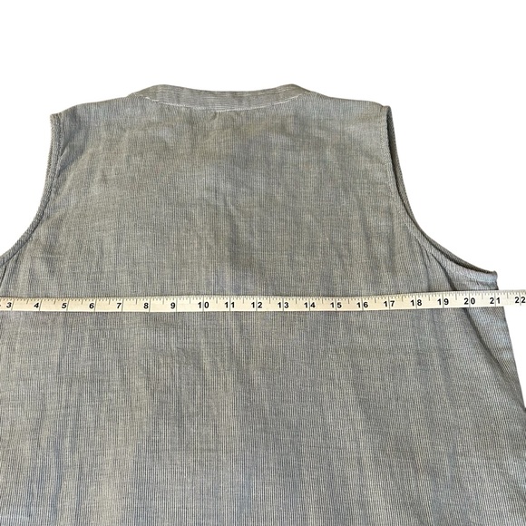 Anthropologie Uncle Frank Large Pin Stripe V Neck Embroidered Sleeveless Dress - Picture 6 of 12